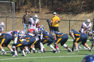 Reinhardt quarterback Ryan Thompson surveys the defense from under center